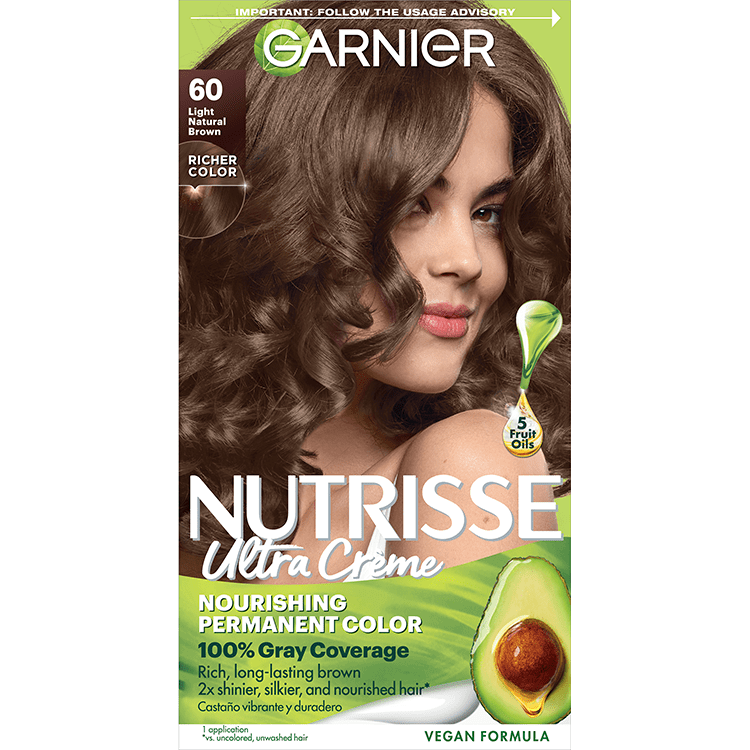 Light Natural Brown Hair Nutrisse Ultra creme Nourishing permanent color Gray Coverage - Garnier